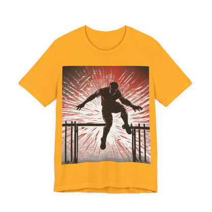 boostlete-recovery-progress-scene-hurdler-halftone-engraved-0212 — Unisex Jersey Short Sleeve (B+C 3001)