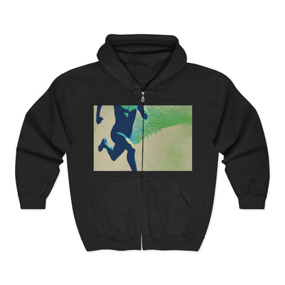 boostlete-am-crew-scene-sprinter-halftone-engraved-0092 — Unisex Heavy Blend Full-Zip Hooded Sweatshirt