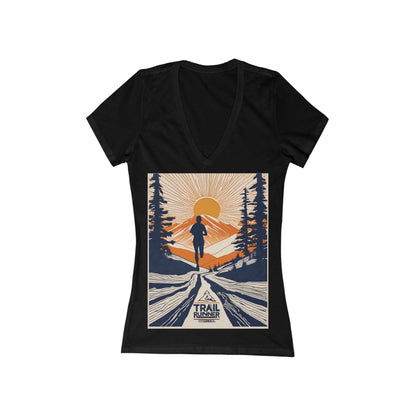 boostlete-iron-intent-scene-trail-glitch-badge-0100 — Women's Deep V-Neck Tee (B+C 6035)