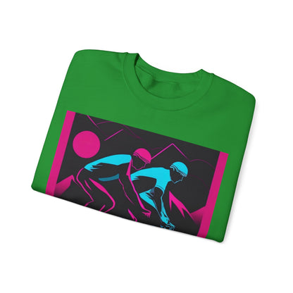 boostlete-rise-grind-scene-cyclist-outline-vector-0868 — Unisex Heavy Blend Crewneck (G18000)
