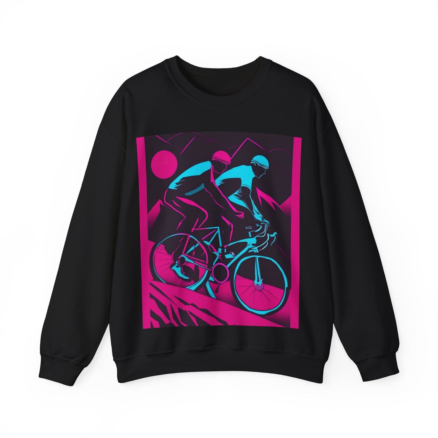 boostlete-rise-grind-scene-cyclist-outline-vector-0868 — Unisex Heavy Blend Crewneck (G18000)