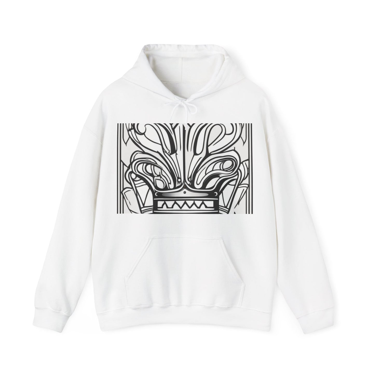 boostlete-boost-mode-icon-crown-offset-line-art-0190 — Unisex Heavy Blend Hooded Sweatshirt (Gildan)