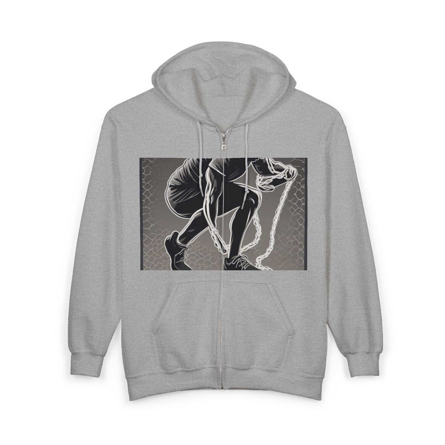 boostlete-recovery-progress-scene-runner-halftone-engraved-0068 — Unisex Heavy Blend Full-Zip Hooded Sweatshirt