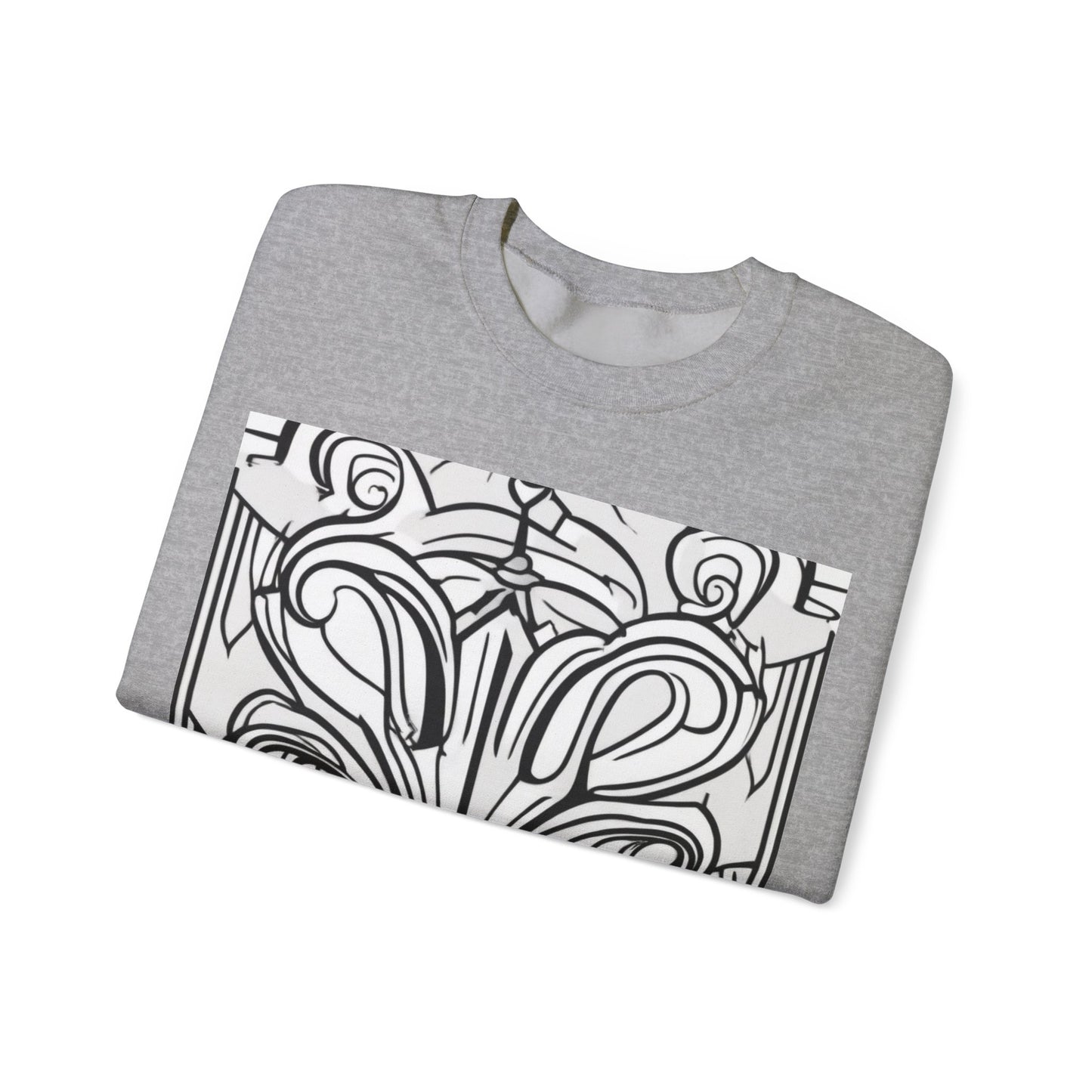 boostlete-boost-mode-icon-crown-offset-line-art-0190 — Unisex Heavy Blend Crewneck Sweatshirt (Gildan)