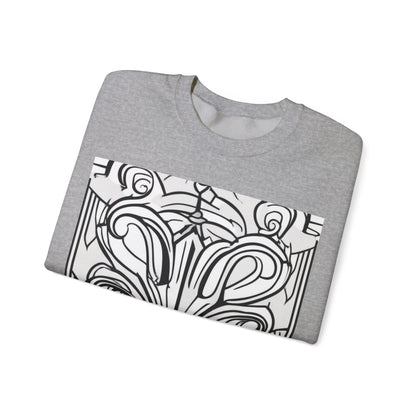 boostlete-boost-mode-icon-crown-offset-line-art-0190 — Unisex Heavy Blend Crewneck Sweatshirt (Gildan)