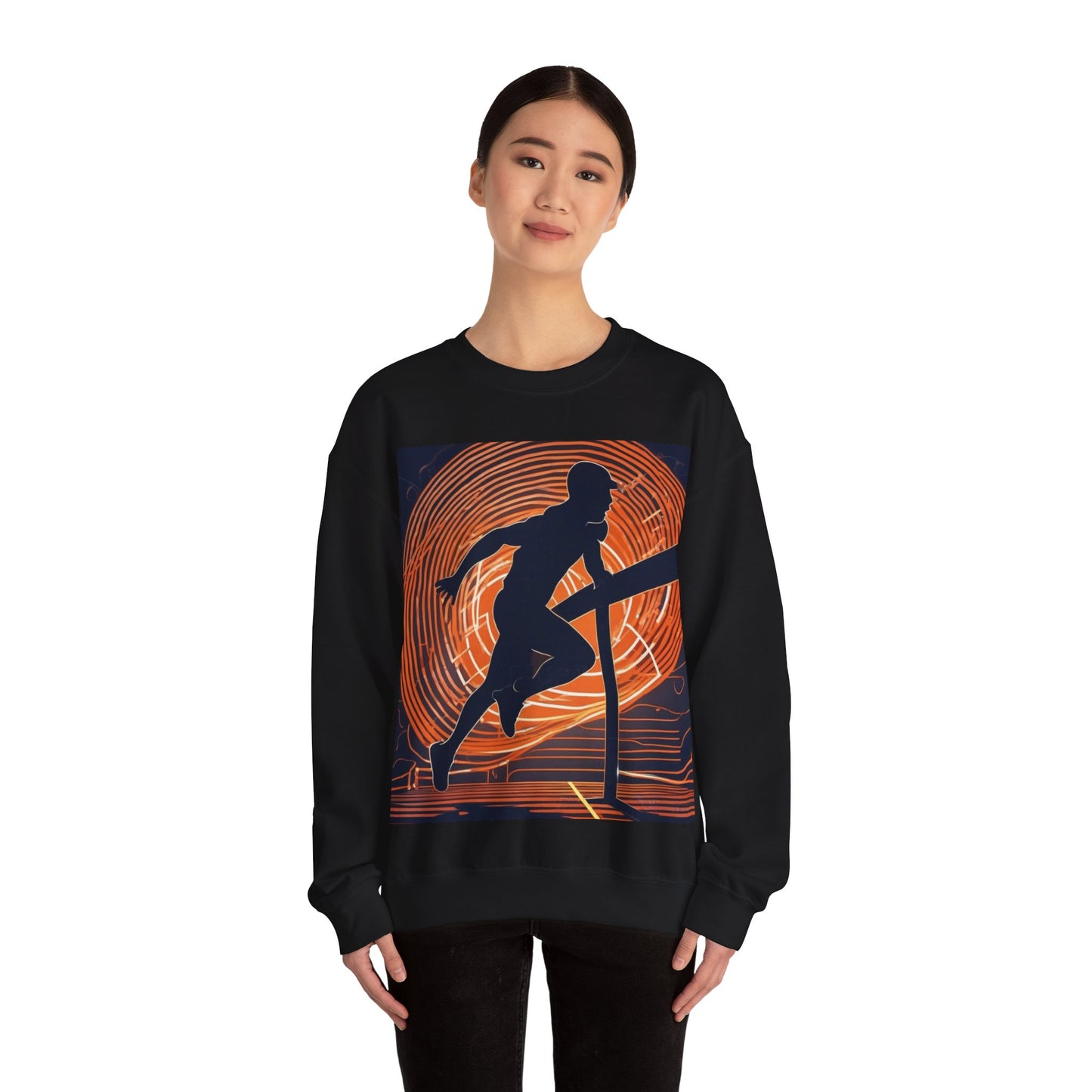 boostlete-iron-intent-scene-hurdler-neon-modern-0264 — Unisex Heavy Blend Crewneck Sweatshirt (Gildan)
