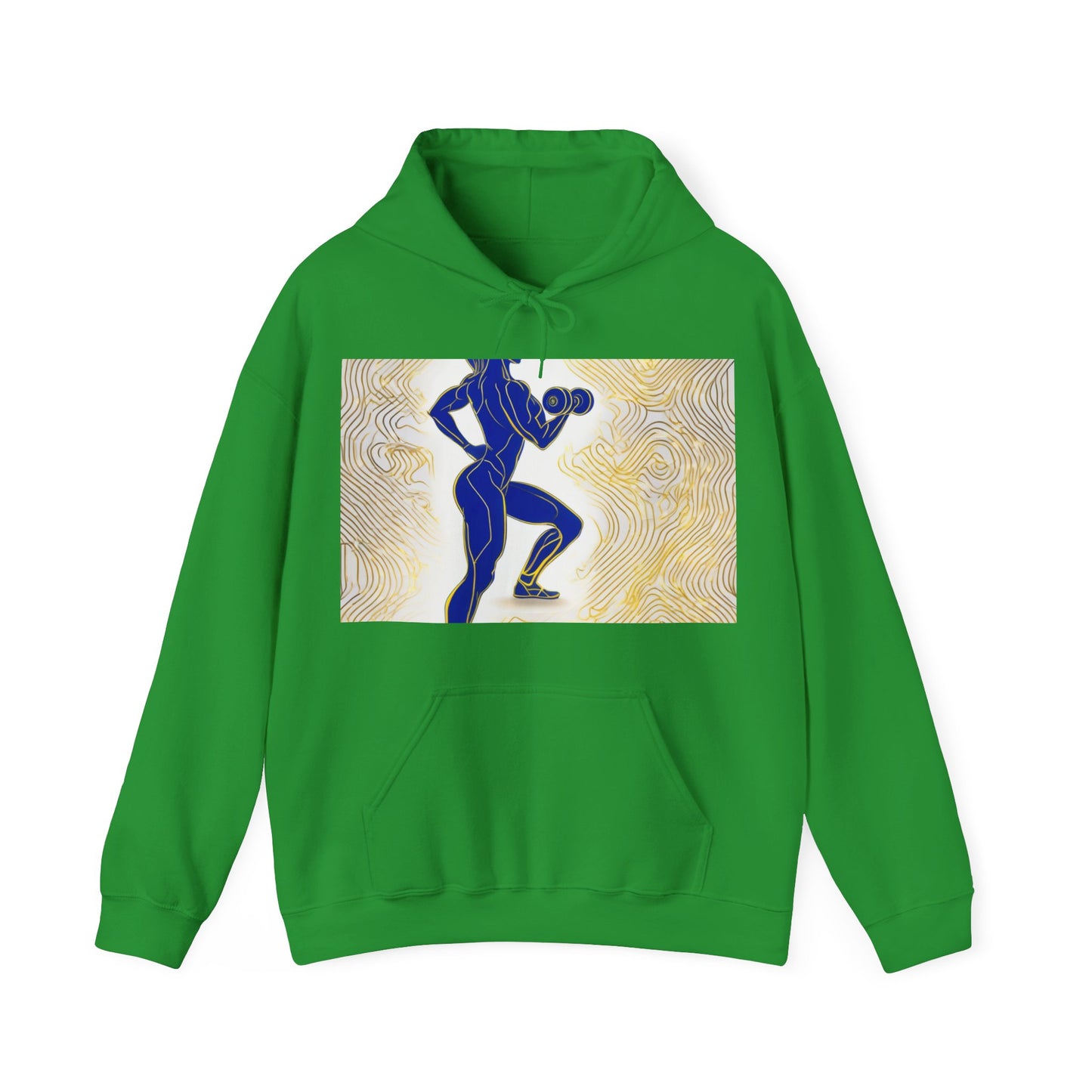 boostlete-iron-intent-scene-lunge-neon-line-art-0392 — Unisex Heavy Blend Hoodie (G18500)