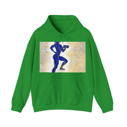 boostlete-iron-intent-scene-lunge-neon-line-art-0392 — Unisex Heavy Blend Hoodie (G18500)