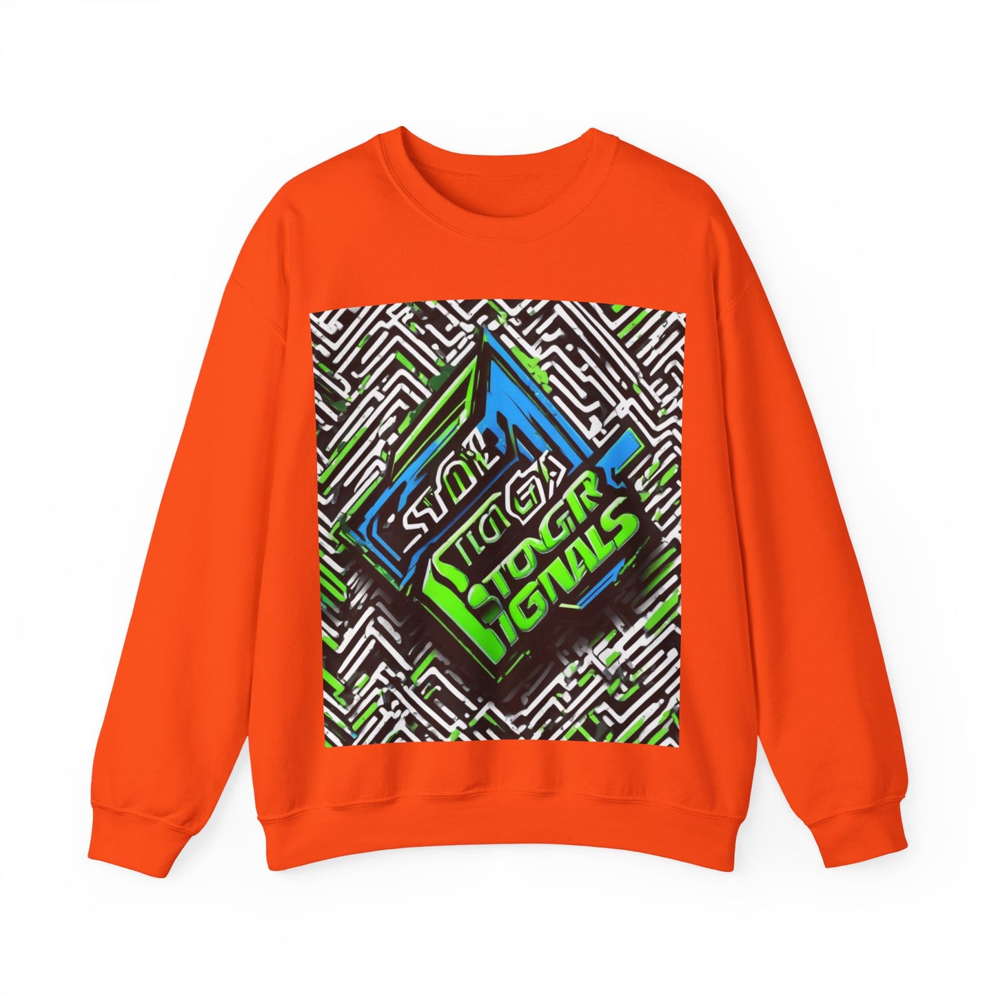 boostlete-am-crew-type-stronger-signals-diagonal-badge-1077 — Unisex Heavy Blend Crewneck (G18000)