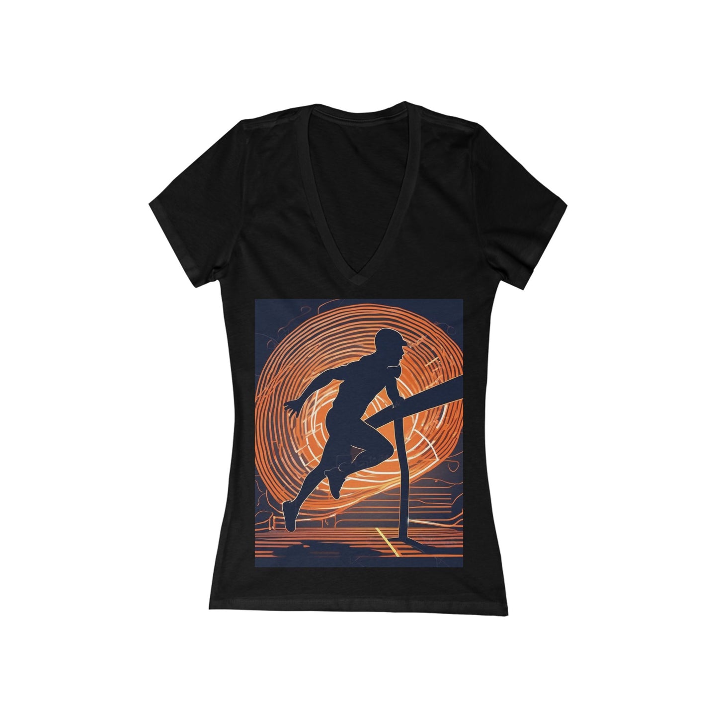 boostlete-iron-intent-scene-hurdler-neon-modern-0264 — Women's Deep V-Neck Tee (B+C 6035)