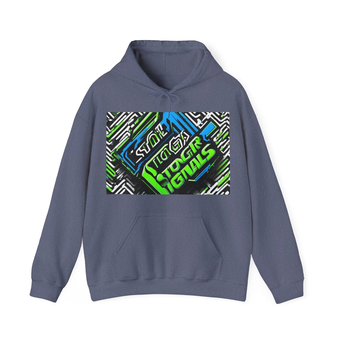 boostlete-am-crew-type-stronger-signals-diagonal-badge-1077 — Unisex Heavy Blend Hoodie (G18500)
