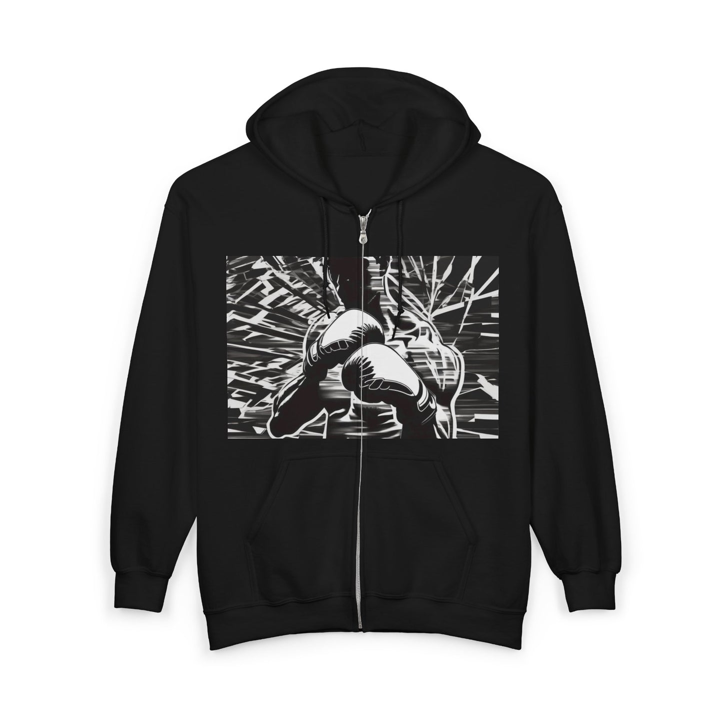 boostlete-boost-mode-scene-boxer-glitch-paper-0084 — Unisex Heavy Blend Full-Zip Hooded Sweatshirt