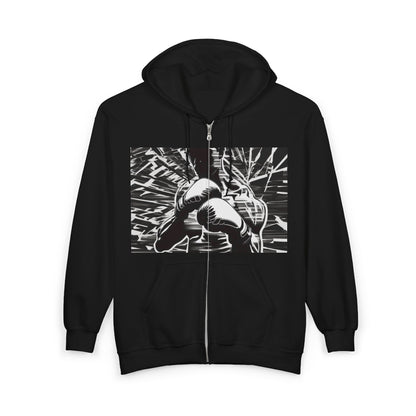 boostlete-boost-mode-scene-boxer-glitch-paper-0084 — Unisex Heavy Blend Full-Zip Hooded Sweatshirt