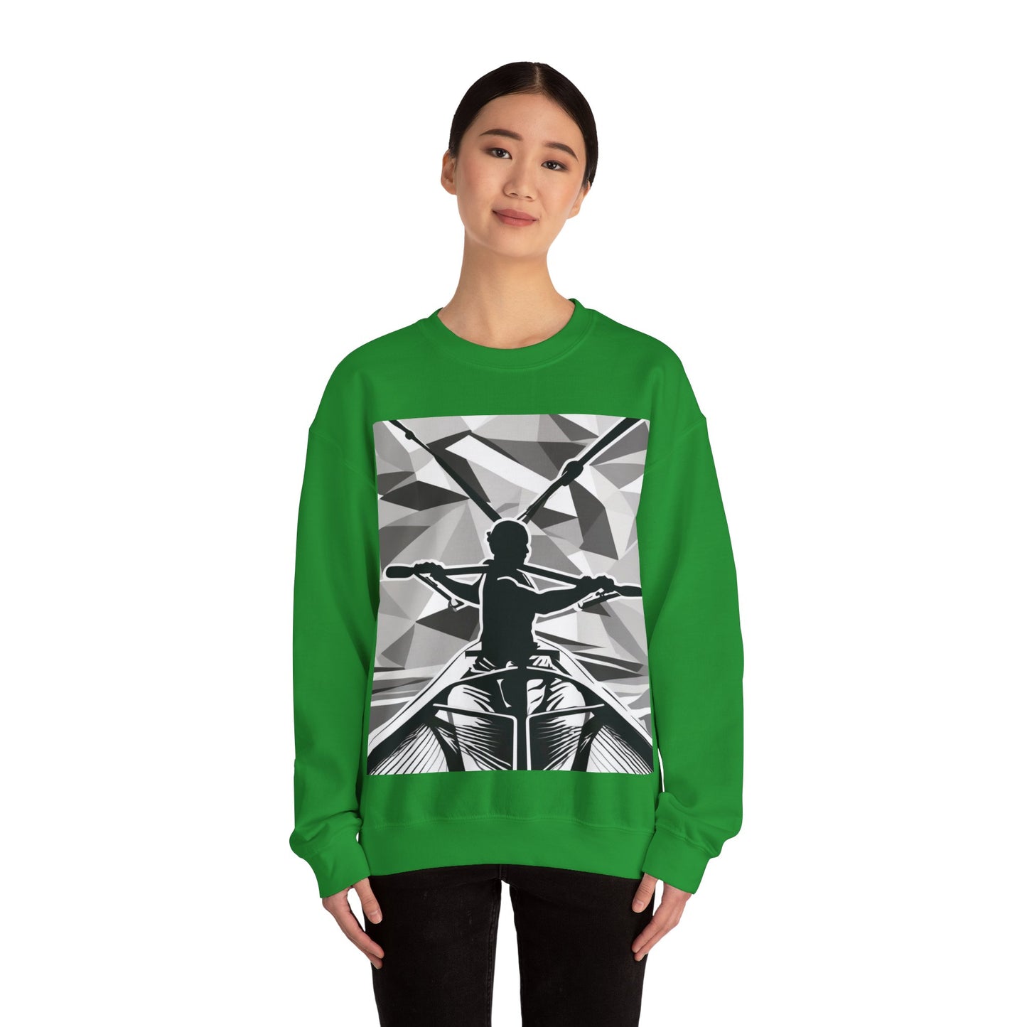 boostlete-am-crew-scene-rower-outline-geometric-0060 — Unisex Heavy Blend Crewneck Sweatshirt (Gildan)
