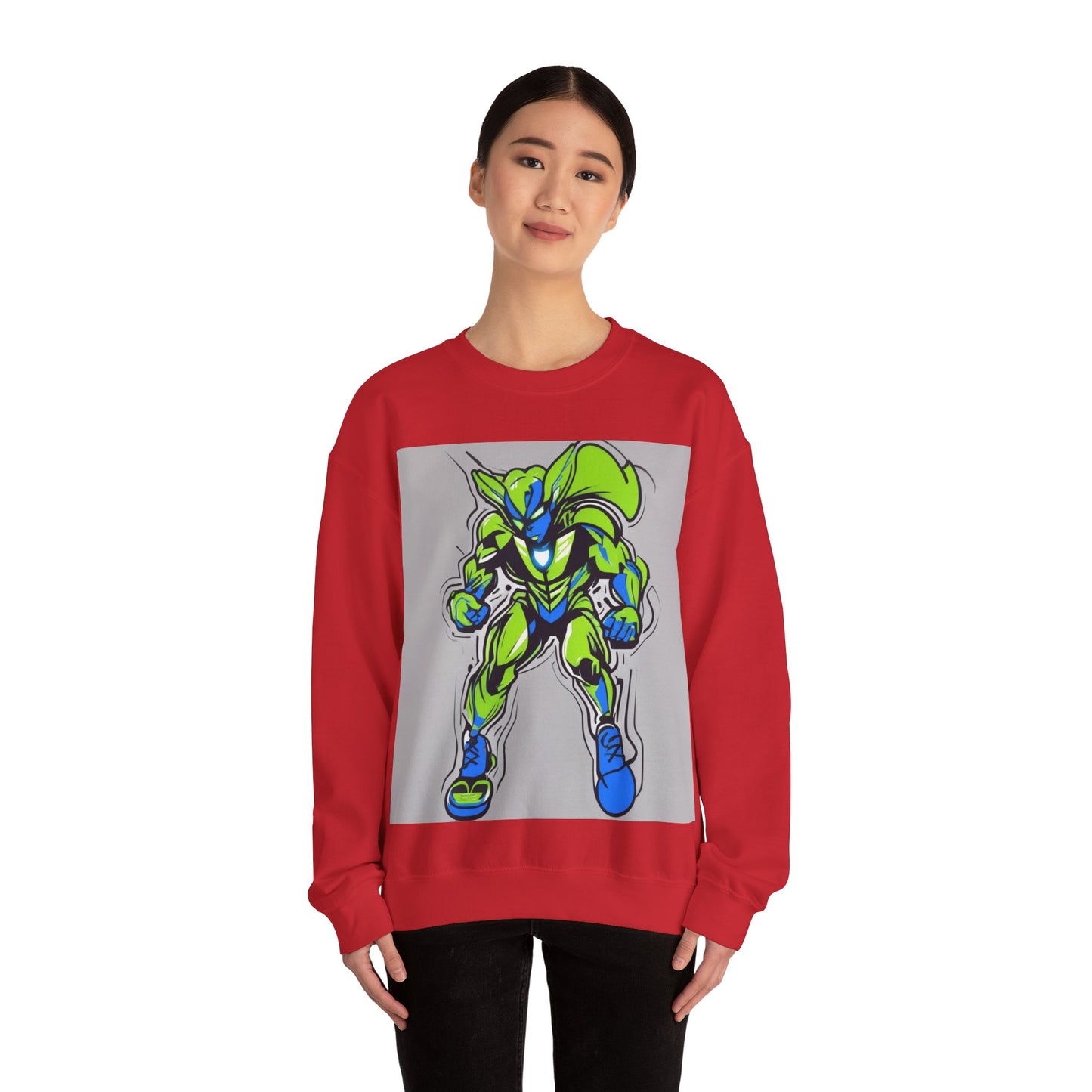 boostlete-quiet-power-type-boost-mode-on-outline-over-solid-modern-0741 — Unisex Heavy Blend Crewneck (G18000)