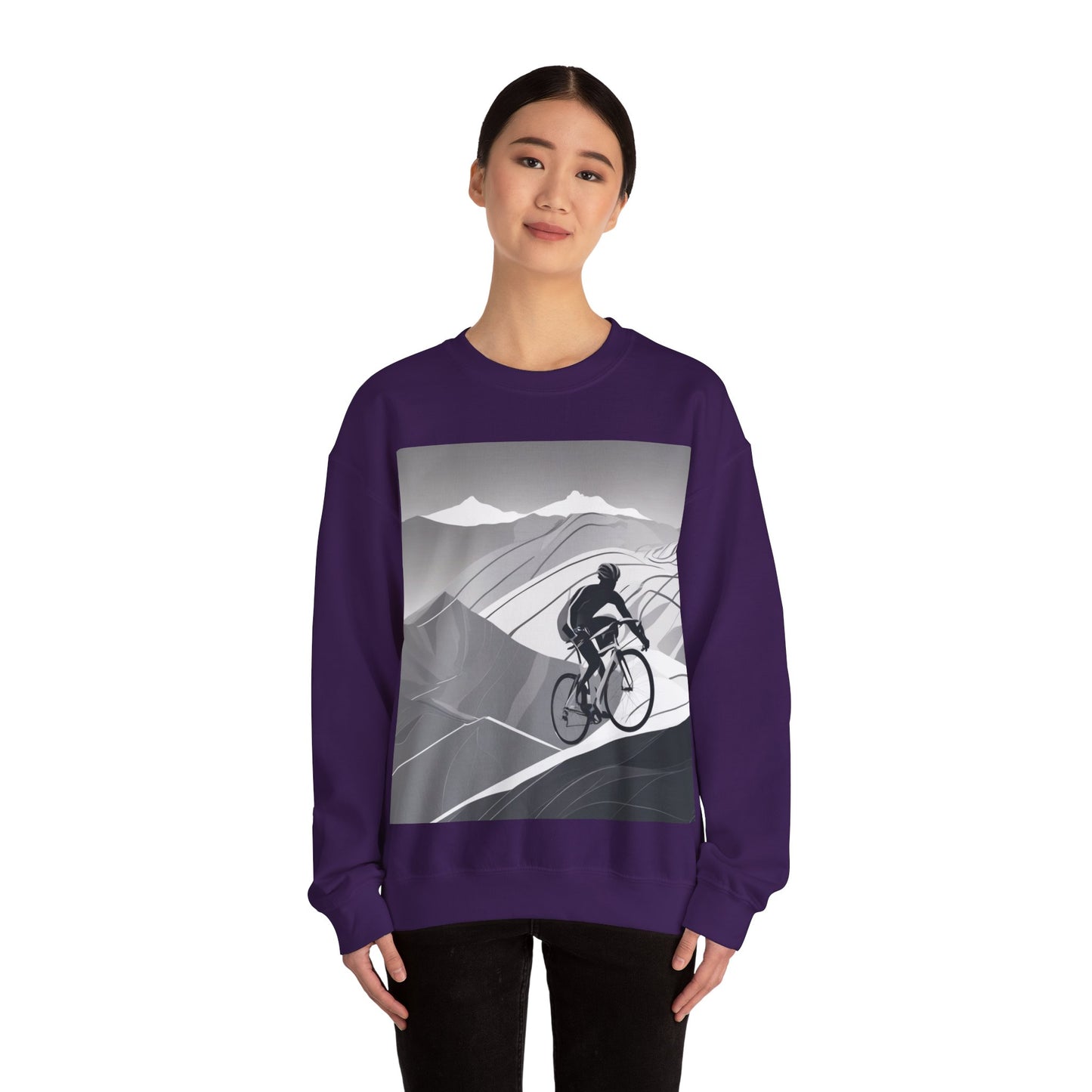 boostlete-recovery-progress-scene-cyclist-motion-vector-0808 — Unisex Heavy Blend Crewneck (G18000)
