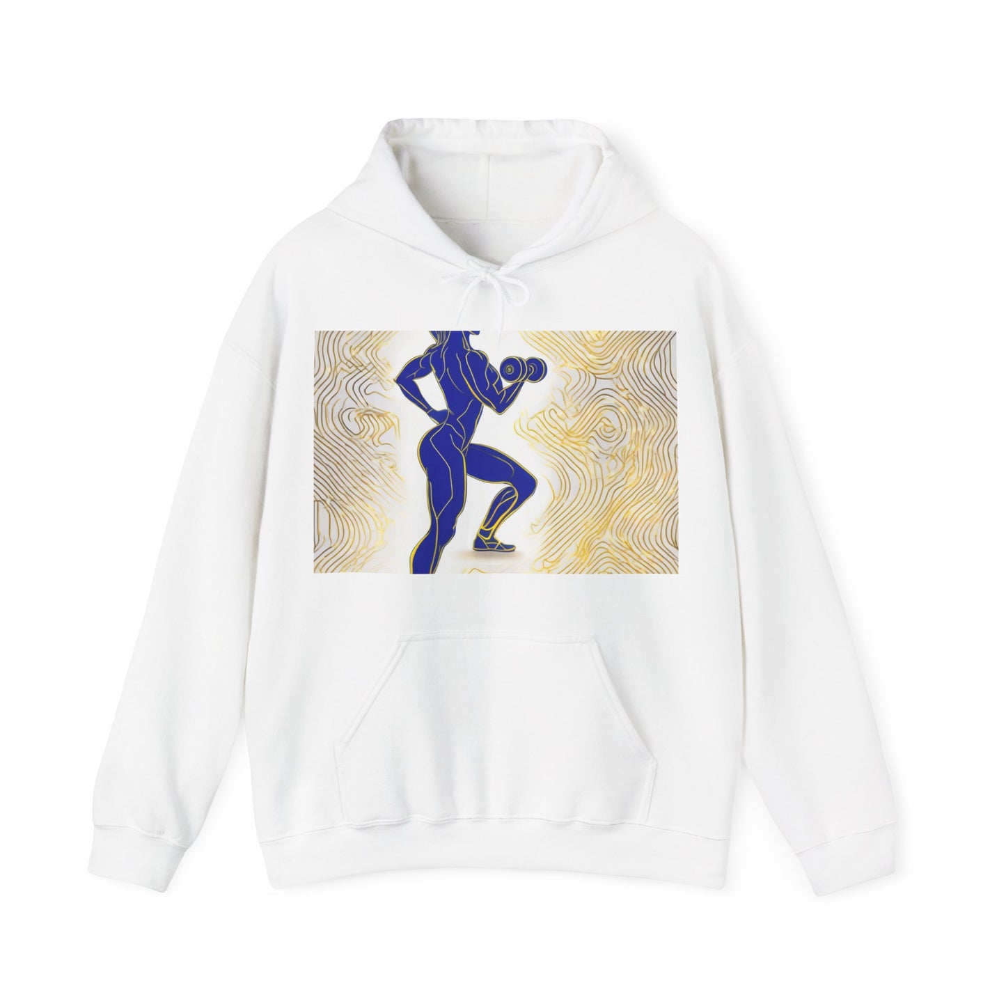 boostlete-iron-intent-scene-lunge-neon-line-art-0392 — Unisex Heavy Blend Hoodie (G18500)