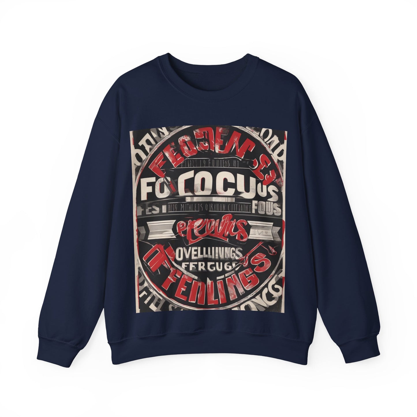 boostlete-mile-by-mile-type-focus-over-feelings-split-retro-0841 — Unisex Heavy Blend Crewneck (G18000)