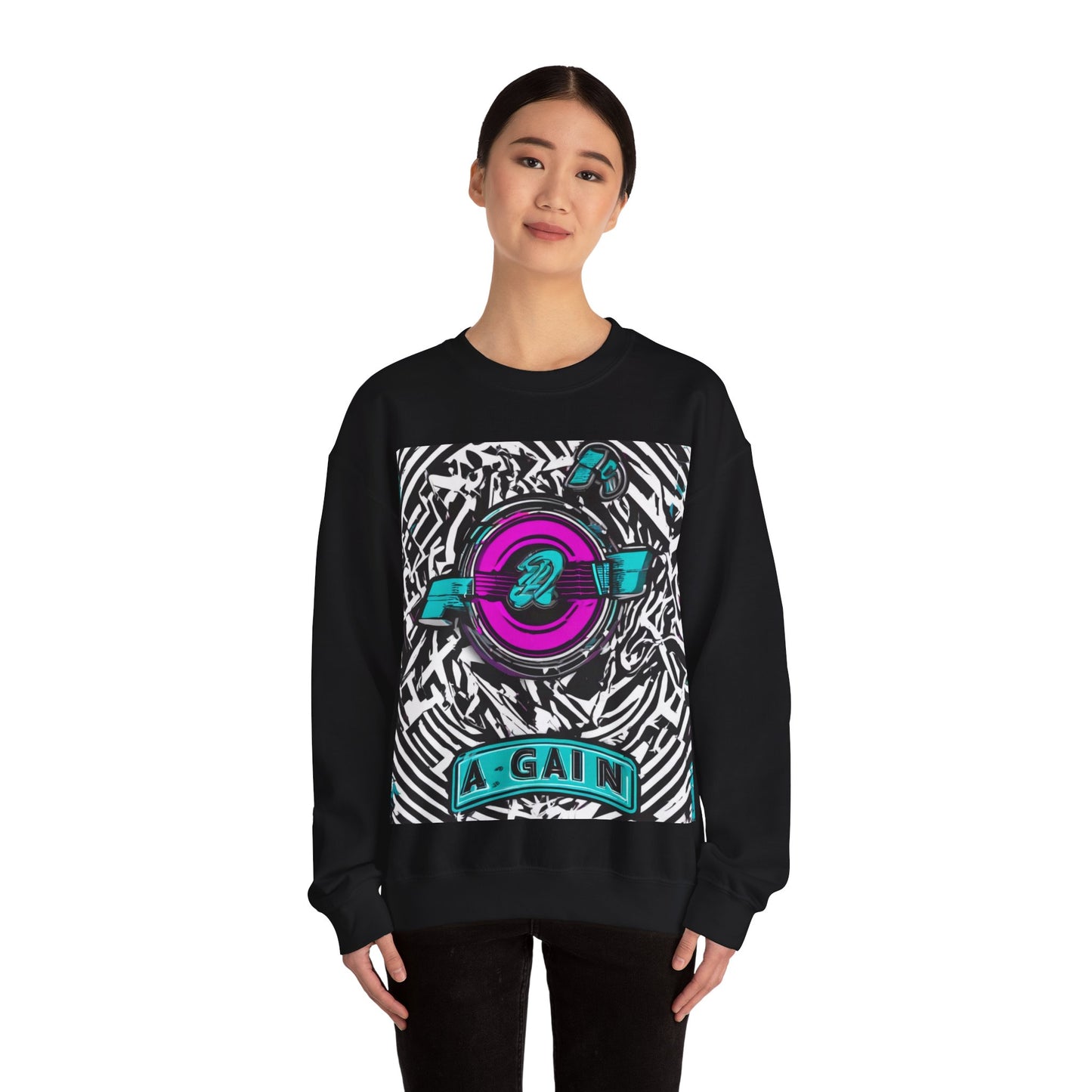 boostlete-boost-mode-type-again-badge-monoline-0293 — Unisex Heavy Blend Crewneck Sweatshirt (Gildan)