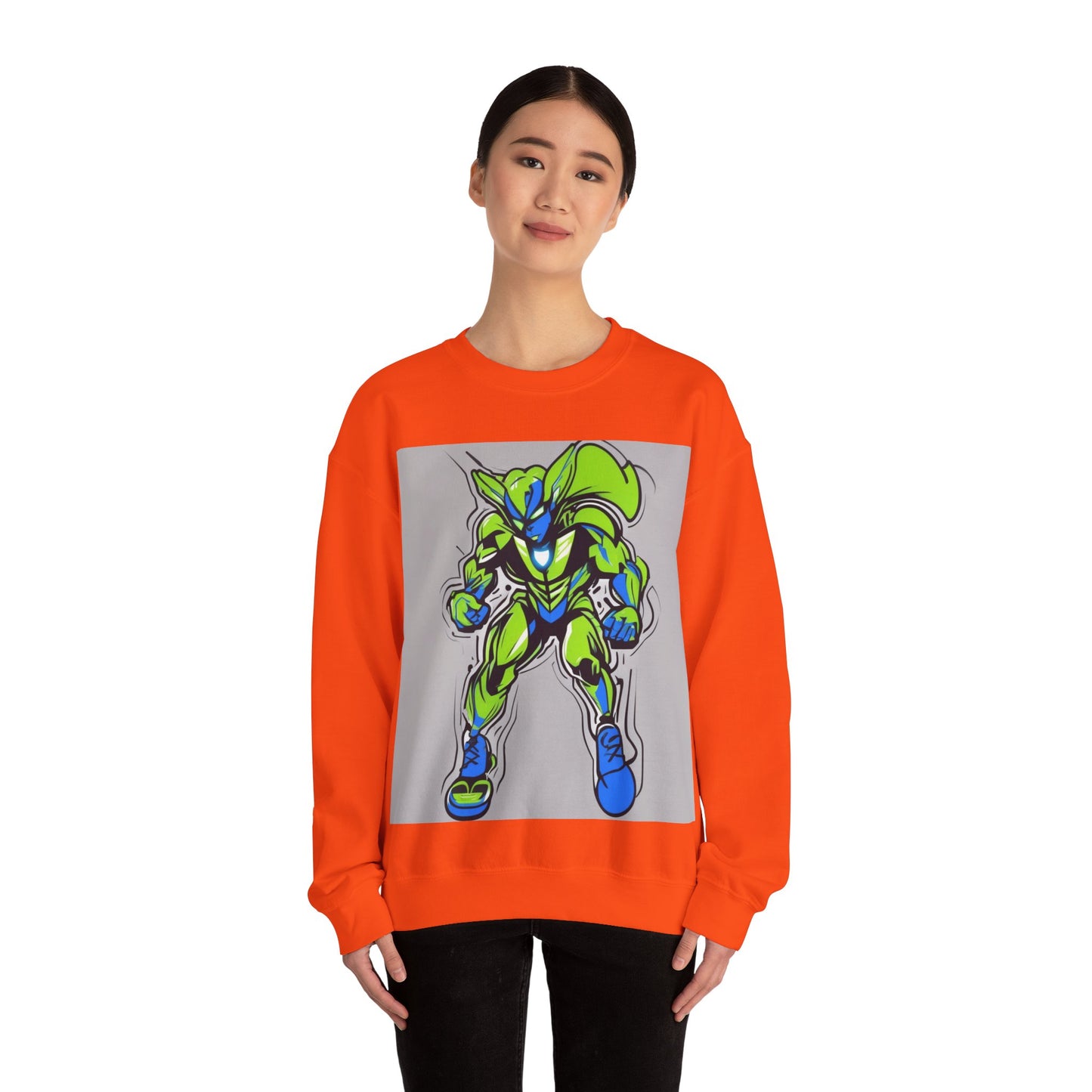 boostlete-quiet-power-type-boost-mode-on-outline-over-solid-modern-0741 — Unisex Heavy Blend Crewneck (G18000)