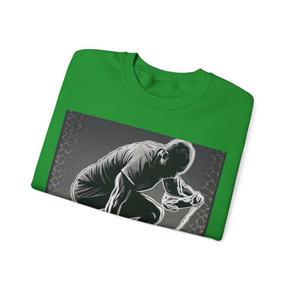 boostlete-recovery-progress-scene-runner-halftone-engraved-0068 — Unisex Heavy Blend Crewneck Sweatshirt (Gildan)