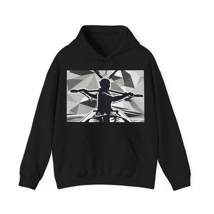 boostlete-am-crew-scene-rower-outline-geometric-0060 — Unisex Heavy Blend Hooded Sweatshirt (Gildan)
