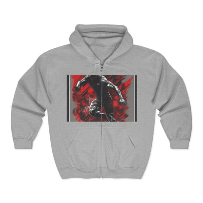 boostlete-field-day-scene-sprinter-glitch-badge-0284 — Unisex Heavy Blend Full-Zip Hooded Sweatshirt