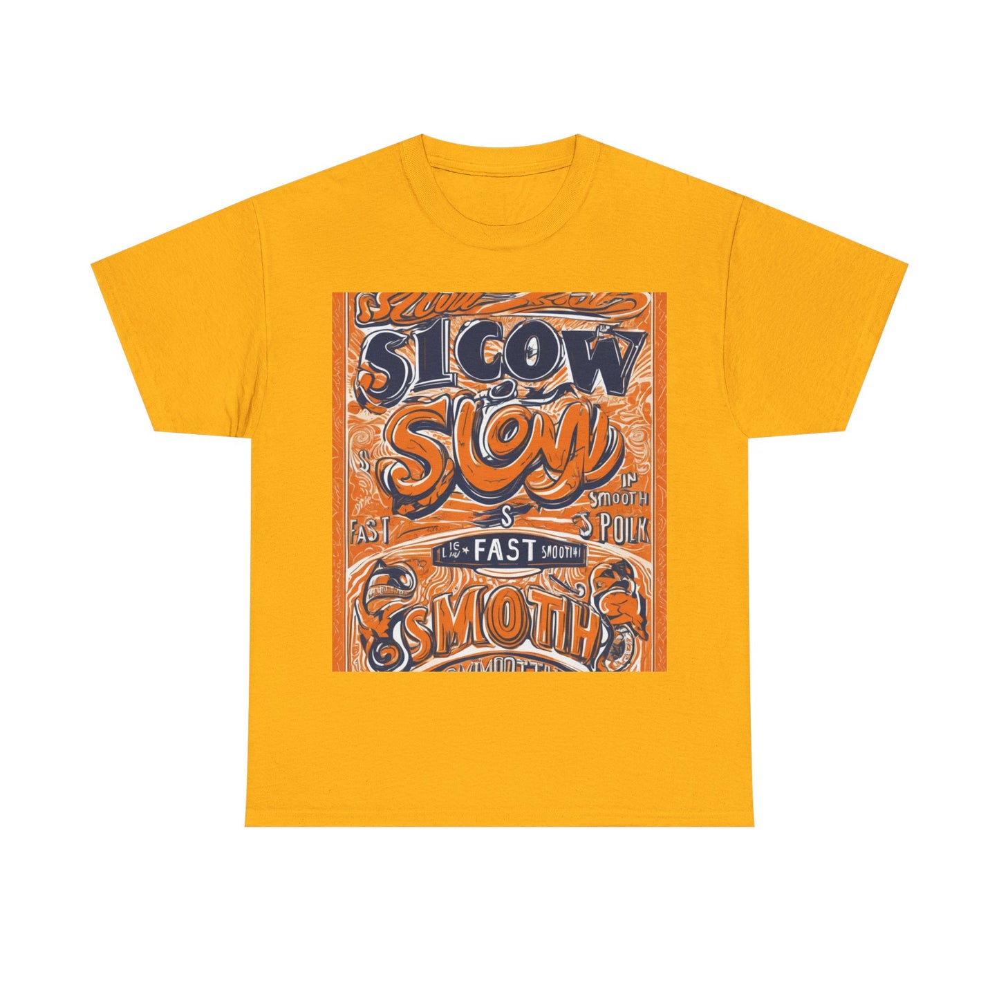 boostlete-rise-grind-type-slow-is-smooth-smooth-is-fast-outline-over-solid-engraved-0025 — Unisex Heavy Cotton Tee (Gildan 5000)