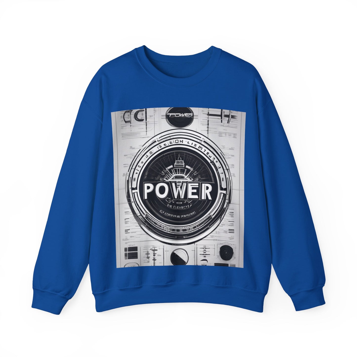 boostlete-boost-mode-type-power-in-quiet-badge-blueprint-0245 — Unisex Heavy Blend Crewneck Sweatshirt (Gildan)