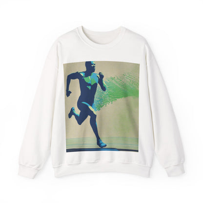 boostlete-am-crew-scene-sprinter-halftone-engraved-0092 — Unisex Heavy Blend Crewneck Sweatshirt (Gildan)