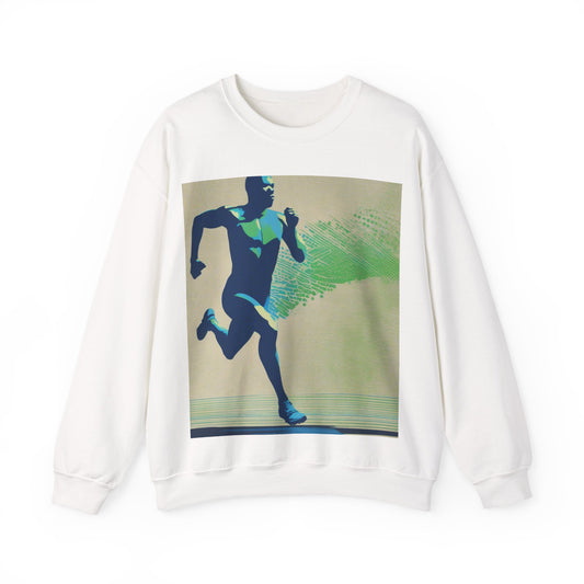 boostlete-am-crew-scene-sprinter-halftone-engraved-0092 — Unisex Heavy Blend Crewneck Sweatshirt (Gildan)