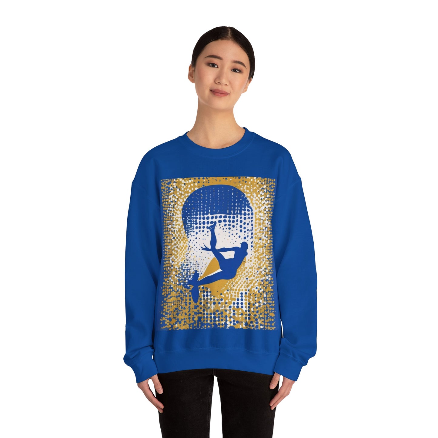 boostlete-field-day-icon-swimmer-halftone-paper-0246 — Unisex Heavy Blend Crewneck Sweatshirt (Gildan)