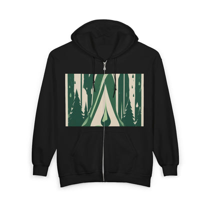 boostlete-quiet-power-icon-water-glitch-retro-0186 — Unisex Heavy Blend Full-Zip Hooded Sweatshirt