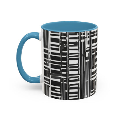 boostlete-iron-intent-pattern-barcode-line-art-0599 — Accent Mug 11/15oz