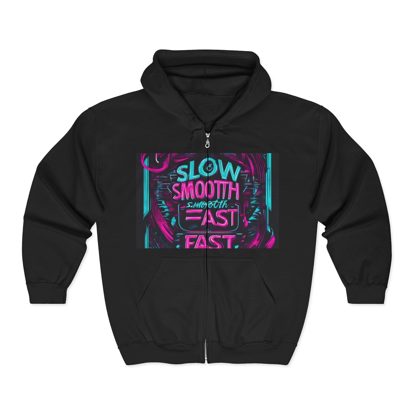 boostlete-recovery-progress-type-slow-is-smooth-smooth-is-fast-banner-engraved-0181 — Unisex Heavy Blend Full-Zip Hooded Sweatshirt