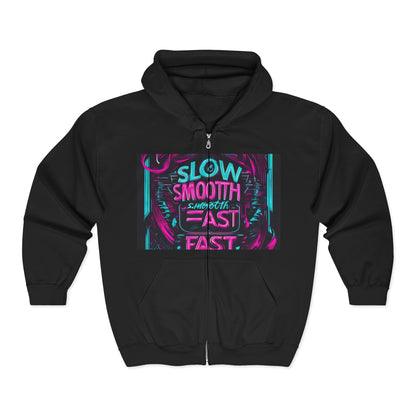 boostlete-recovery-progress-type-slow-is-smooth-smooth-is-fast-banner-engraved-0181 — Unisex Heavy Blend Full-Zip Hooded Sweatshirt