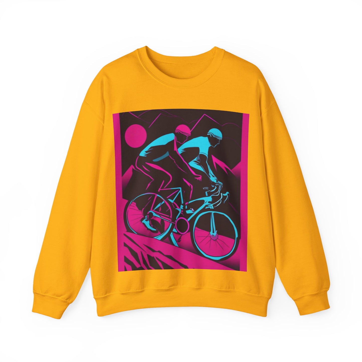 boostlete-rise-grind-scene-cyclist-outline-vector-0868 — Unisex Heavy Blend Crewneck (G18000)