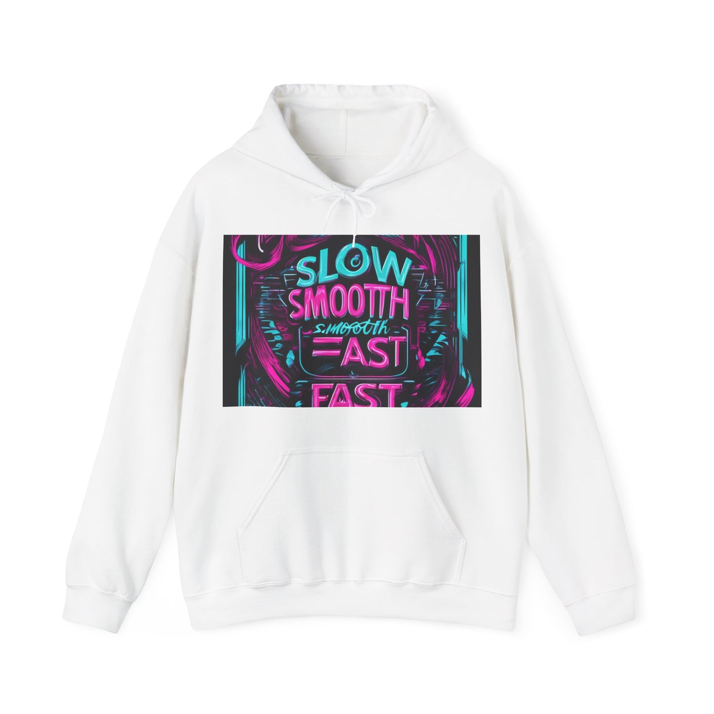 boostlete-recovery-progress-type-slow-is-smooth-smooth-is-fast-banner-engraved-0181 — Unisex Heavy Blend Hooded Sweatshirt (Gildan)