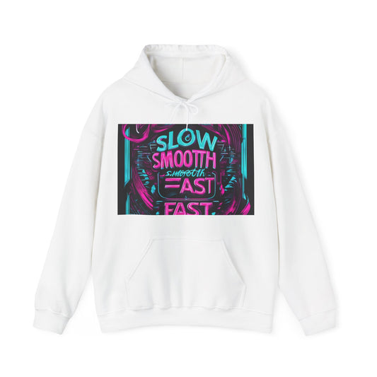 boostlete-recovery-progress-type-slow-is-smooth-smooth-is-fast-banner-engraved-0181 — Unisex Heavy Blend Hooded Sweatshirt (Gildan)