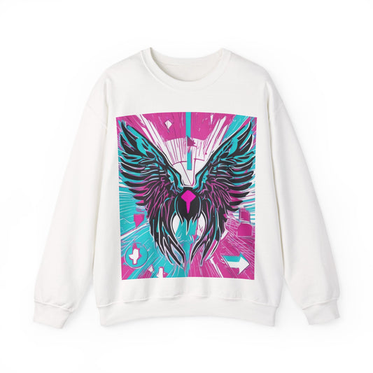 boostlete-am-crew-icon-wings-outline-line-art-0282 — Unisex Heavy Blend Crewneck Sweatshirt (Gildan)