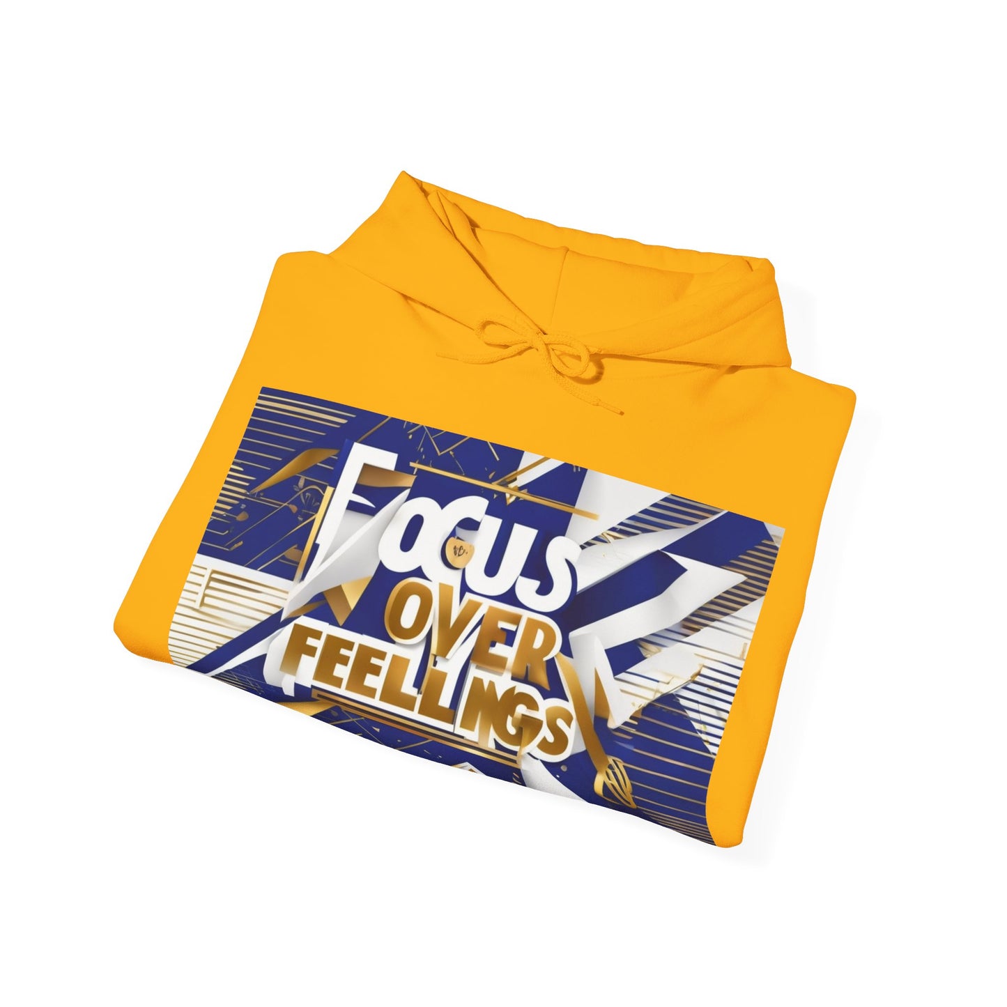 boostlete-am-crew-type-focus-over-feelings-banner-geometric-0169 — Unisex Heavy Blend Hooded Sweatshirt (Gildan)