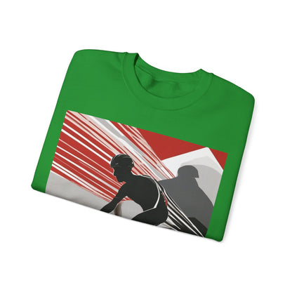 boostlete-boost-mode-scene-cyclist-speed-geometric-0208 — Unisex Heavy Blend Crewneck Sweatshirt (Gildan)