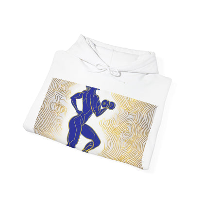 boostlete-iron-intent-scene-lunge-neon-line-art-0392 — Unisex Heavy Blend Hoodie (G18500)