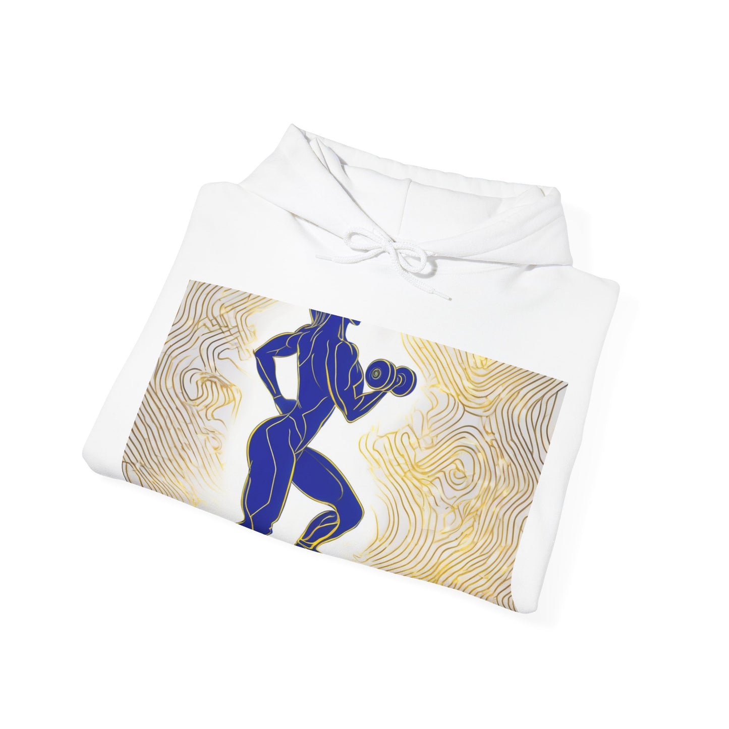 boostlete-iron-intent-scene-lunge-neon-line-art-0392 — Unisex Heavy Blend Hoodie (G18500)