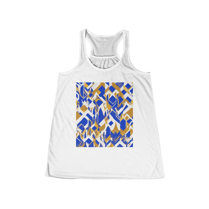 boostlete-field-day-icon-flame-glitch-geometric-0090 — Women's Flowy Racerback Tank (B+C 8800)