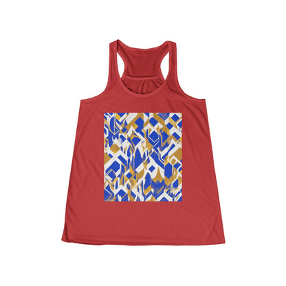 boostlete-field-day-icon-flame-glitch-geometric-0090 — Women's Flowy Racerback Tank (B+C 8800)