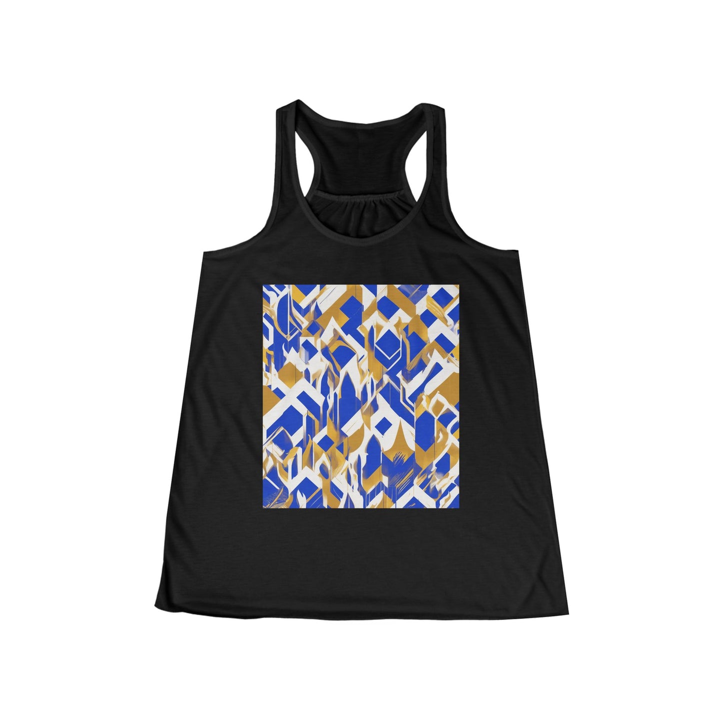 boostlete-field-day-icon-flame-glitch-geometric-0090 — Women's Flowy Racerback Tank (B+C 8800)