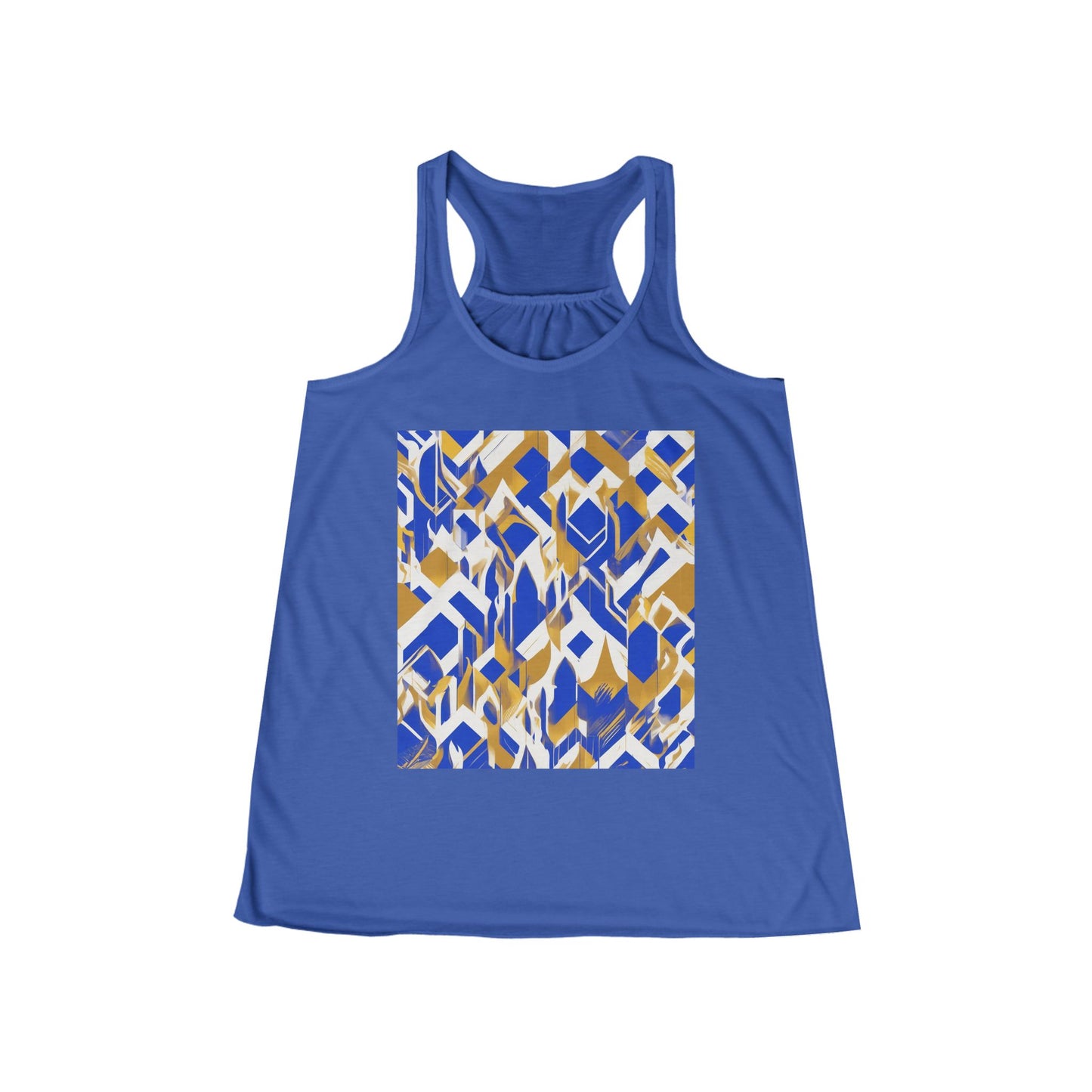 boostlete-field-day-icon-flame-glitch-geometric-0090 — Women's Flowy Racerback Tank (B+C 8800)