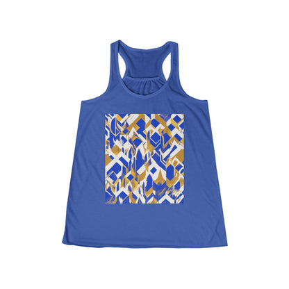 boostlete-field-day-icon-flame-glitch-geometric-0090 — Women's Flowy Racerback Tank (B+C 8800)