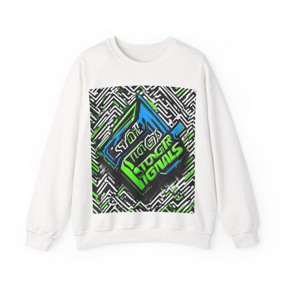 boostlete-am-crew-type-stronger-signals-diagonal-badge-1077 — Unisex Heavy Blend Crewneck (G18000)